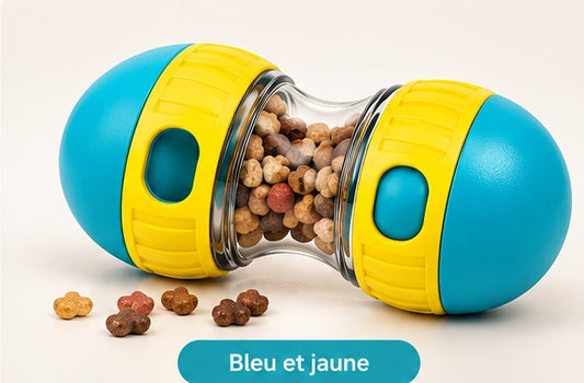 Distributeur de friandises pour chien — Bleu et jaune