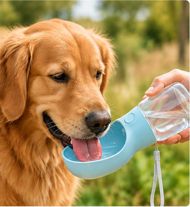 Gourde portable pour chien avec chien
